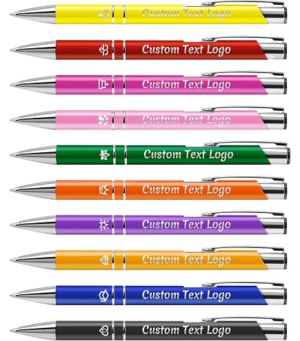 Lot 100 Stylos Personnalisés Bleu Clair - Impression UV Logo + Texte, Cadeaux Pro Et Événements