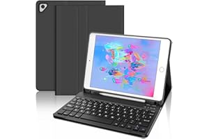 FOGARI Teclado para iPad 6/5 Generación 2018/2017, iPad Air 2/1 2014/2013, Funda con Español Ñ Teclado Bluetooth Wireless Magnético Desmontable para iPad 9.7 Pulgadas, Negro