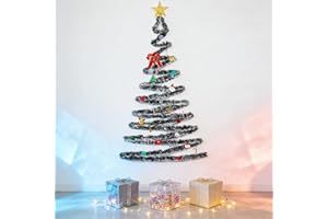 AICEROUS Alto Árbol de Pared de Rama, con 76 Pcs Adornos, Decoración Pared Navidad Escalera Madera Dormitorio Sala Estar