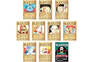 CBOSNF One Piece Wanted Póster 10 Piezas Anime Póster Carteles de Anime para Pared Carteles Decoración de Fotos Anime Decoración (42 * 29cm)