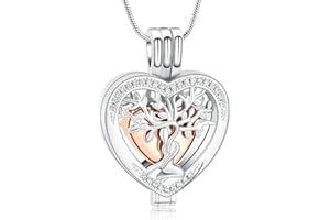 VCCWYQK Herz Urne Halsketten für Asche für Frauen Einäscherung Schmuck Blume Memorial Mini Keepsake Asche Hollow Anhänger