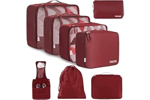 BAGAIL Organizery do pakowania, 9-częściowy zestaw, lekkie akcesoria do przechowywania w walizce.