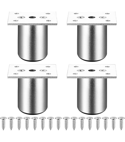 Stahlia Meubelpoten verstelbaar (set van 4) 6 cm hoogte geborsteld aluminium 38 mm kastpoten belastbaar tot 250 kg sofa poten meubelpoten metalen poten plankpoten
