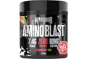 Warrior Amino Blast 270g – BCAA Powder – Branched Chain Amino Acids Supplement, Intra Workout & Recovery, Energy Drink – 30 Servings (Strawberry Kiwi)