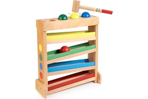 Bravmate Klopf- & Hämmerspielzeug für Kinder Montessori Ball Tracker Pounding Bank Ball Run Spielzeug mit Hammer Vorschule pädagogische Lernen Geschenk für Jungen Mädchen Alter 12+ Monate