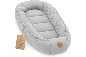 TOTSY BABY Mussola Riduttore lettino neonato - 90x50 cm baby nest trasportabile per neonati nido culla pod cocoonababy babynest antisoffoco Grigio