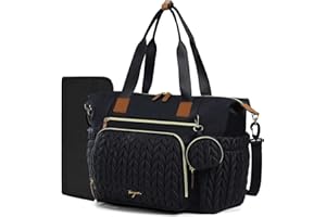 Tonyeee Wickeltasche Große，Weekender-Reise Wickeltasche, stilvoll für Mama und Papa mit Wickelauflage, isolierten Taschen (Schwarz)