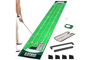 BADGESHAND Professional Premium Golf Putting Mat Green with Putting Mirror, Portable Golf Practice Training Aids for Home Office Backyard Golf Gift for Men Golfers