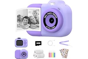 Sofortbildkamera Kinder mit Druck, 1080P Digitalkamera für Kinder, Weihnachts Geschenk Kinderkamera für Mädchen Jungen von 3-12 Jahren, Spielzeug Kamera sofortdruck für 4 5 6 7 8 9 10 11 12 Jahre