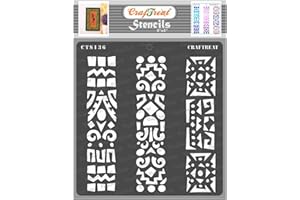 CrafTreat African Tribal Stencils for Crafts Reusable Vintage - Folk Art Borders - Size: 6X6 Inches - Tribal Pattern Stencil for Furniture Painting - African Stencils for Painting on Concrete