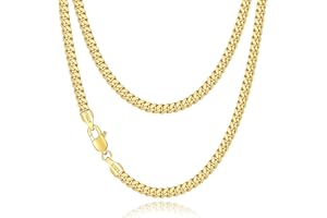 Jewlpire 18K Halskette Herren 925 Silber Vergoldet, Robuste Silberkette Herren | Damen Silber Panzerkette Cuban Link Chain, 4/5MM Breite, 40/45/50/55/60/66CM
