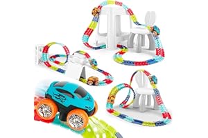 ARK MIIDO Pista Macchinine per Bambini, Giochi Bambini 2 Anni con 92 Pezzi Pista Macchinine e 2 Glow Cars Macchinines, Giocattolo per Bambino 2 3 4 5 6 Anni