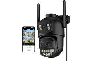 Reobiux Telecamera Wi-Fi Esterno,Doppio Obiettivo 6MP, 2.4/5Ghz,Videocamera Sorveglianza Esterno,Ethernet, 360° PTZ,Cablata,Visione Notturna,Audio Bidirezionale,Rilevamento Persone,IP66