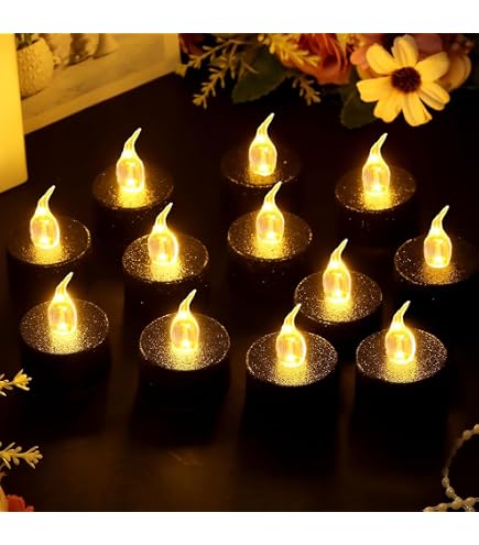 12 Bougies Chauffe-plat LED Scintillantes - Piles Incluses, Parfaites Pour Décoration De Table, Mariage, Fête - 6