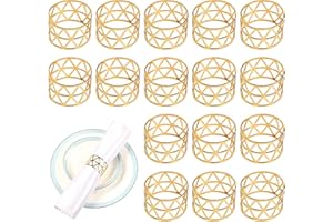 SAIJER 16 Piezas Servilleteros,Servilleteros Dorados Servilleteros de Metal Servilleta Hebilla para Cena Decoración de Mesa Bodas Banquetes Cumpleaños