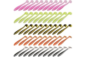 AULYUN Leurre Souple 7.5 cm 5 Couleurs Kit de 50 Leurres Pêche avec Boîte