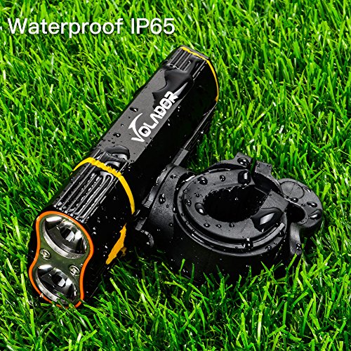 Gree Bike Light, Volador 5 Mode 1800 Lumen Super Bright Fahrrad Front Light 2 Cree 2-XML LED Fahrrad Scheinwerfer, wasserdicht wiederaufladbare Bike Scheinwerfer mit Free Diamond Form Cell Tail Lampe - 2