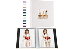 Miaikoe Lot de 2 petits albums photos de 15 x 10 cm, 50 pochettes à glisser dans l'album en lin pour 100 photos verticales de 10 x 15 cm, pour famille, mariage, bébé (beige)