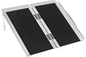 HOMCOM Rampe de Fauteuil Roulant Rampe de Chargement Rampe d'accès antidérapante Pliable avec Bordures de sécurité Max. 270 Kg dim. 60L x 73l x 5H cm alu. Noir