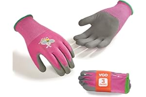 Vgo... 3 Pares de Guantes de Jardinería para Niños de 3-9 Años, Guantes de Trabajo de Caucho para Actividades al Aire Libre (RB6013-KID, Violeta, XS, 3 pares)