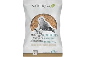 RIGA - NATU'RIGA - Mélange Tourterelles - Mélange De Céréales Et Légumes - Nourriture Oiseaux Extérieur - Recette Énergétique - Toute Saison - 2KG
