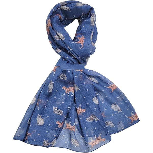 Foulard D'Été Léger En Soie Motif Chat Chien XL - Écharpe Soie 180x75cm