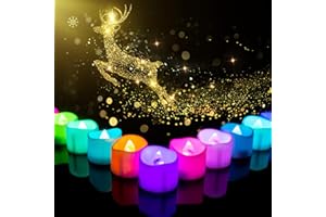 Homemory Pack of 24 7-Color Changing Tea Lights with Batteries, Long-Lasting Battery Operated LED Flameless Tea Light Candles, White Base, Ideal for Party and Festival Decor