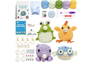 VnkloMes Häkelset für Anfänger,Komplett Häkelset mit Häkelnadeln,Garn, Schritt für Schritt Anleitungsvideo,DIY-Häkelpaket,Tiere Kreativ Strickset Bastelset für Erwachsene Kinder Geschenk
