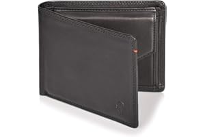 DONBOLSO Zurich Large Leather Wallet for Men - Black Nappa Genuine Leather - Bifold Purse with Coin Pocket, RFID Protection - Classic & Elegant Design - Ideal for Everyday, Business, Travel Use
