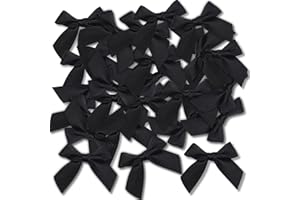 Ryvera 48 Moños de Regalo Negros de 5cm – Material de Seda Satinada Autoadhesivo, Ideales para la Envoltura de Regalos, Decoración de Boda y Fiestas