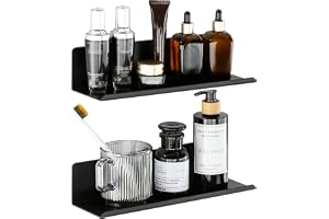 SAYAYO Självhäftande hylla set med 2, 30cm svart badrumshylla utan borrning
