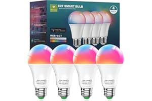 Keepsmile E27 Smart Bulbs, 10W WiFi Bluetooth Music Sync Color Changing RGBWW Smart Bulbs That Work with Alexa, Google Assistant & Google Home, Dimmable 800LM & 16 Million Colors LED Bulb (4)
