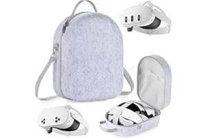 PLOWAROE Große Tragetasche kompatibel mit Meta Quest 3S / Quest 3 Offizielle Original Elite Strap VR Gaming Headset Aufbewahrungstasche schützt Reisekoffer Reise Vision Pro Tasche für Touch Controller Zubehör