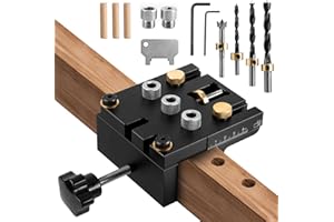 LIEBERWELL Pocket Hole Jig Kit 3-in-1, Woodworking Doweling Jig Kit Tool with Positioning Clip & 6/8/10/15mm Dowel Drilling Template Set, Adjustable Drilling Guide Puncher Locator for DIY Furniture (MG0007)