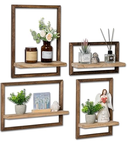 PHOENANCEE Lot De 2 étagères Flottantes En Bois épais Rustique