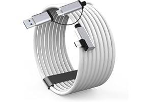 XZXWZX Cable de conexión 2 en 1 compatible con Oculus Mate Quest 3/Quest 2/Quest Pro/Pico 4 y accesorios de realidad virtual, cable de carga de transferencia de datos de alta velocidad de 5 m para