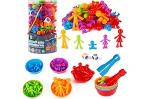 Victse Jeux Montessori 2 3 4 5 Ans, Jouet pour Comptage et Tri, Jeu de Tri Motricité Fine Jouet Educatif Enfants Classification des Couleurs(Membres Fmille)