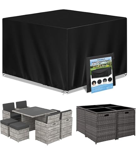 Housse Meuble Jardin Impermeable 420D 110x110x74cm - Protection Table Extérieure Carrée