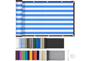 ZHhan Balcony Privacy Screen Wind and UV Protection Balcony Screening for Deck, Backyard, Patio, Balcony, Includes Cable Ties 8 Days Delivered 9 Colors 377 Sizes(0.7x7m,Blue and White Stripes)