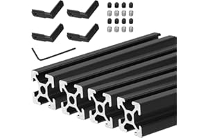 sourcing map 4 Pcs T Slot 2020 Aluminum Extrusion Profile European Standard 100mm x 20mm Anodized Black Linear Rail Extrusion Frame for 3D Printer, CNC, DIY