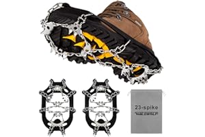 WardWolf Crampons for Hiking Boots 23 Spikes Crampons Ice Snow Grips Black