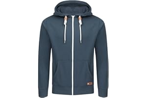 riverso Męska kurtka z kapturem RIVThilo, bluza z kapturem, zamek błyskawiczny, jednokolorowa, bawełna, szara, brązowa, zielona, czerwona, niebieska, czarna, S M L XL 2XL 3XL 4XL 5XL