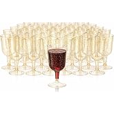 MATANA 50 Premium Plastic Wine Glasses with Gold Glitter, 180 ml &ndash; Reusable Hard Plastic Wine Glasses for Cocktails, Desserts