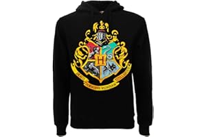 Sabor srl Felpa Hogwarts Originale 4 casate Nera Ufficiale con Cappuccio e Tasche Laterali HP