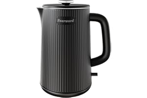 Fourward Wasserkocher - Edelstahl Kettle mit 1,7L Fassungsvermögen, 2200W Schnellkochfunktion, BPA-frei, Doppelwand Design, Schwarz