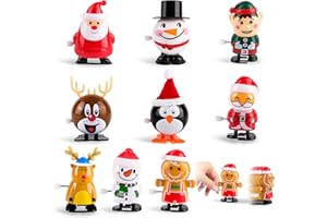 Koxtyzo Giocattoli a Carica Manuale Natalizi, 9 Pezzi Giocattolo a Carica Natalizia con Babbo Natale, Renne, Personaggi a Molla Riempimento del Calendario dell'avvento Calze Natale Feste Regali