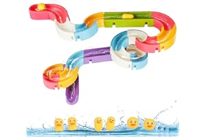 LISSUDA 34Pcs Bath Toys for 3 Year Olds Duck Slide Bath Toy Toddler Bath Toys Bath Track Game Shower Water Toys with Suction Cups Baby Bathtub Toys for Kids 3 4 5 Year Olds Boys Girls Gift