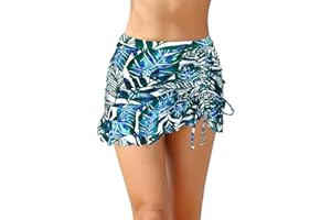 SHEKINI Donna Gonna da Nuoto Elegante Slim Gonna da Bagno Ruched Sportivo Costumi da Bagno Donna Costruito nel Bikini Pantaloni Gonna Corta Vestito da Spiaggia