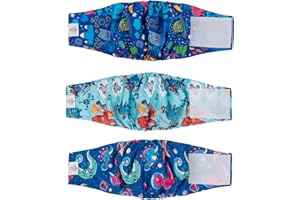 CuteBone 3-pak Pieluchy dla psów Męskie XS Zmywalne podkładki do siku dla psów DM18XS