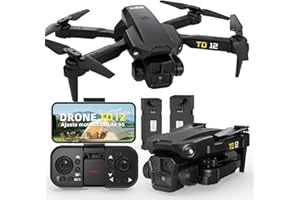 Toladrone Drones con 2 Cámara, Mini Drone con Cámara para Principiantes, Drones para Niños con Modo sin Cabeza Quadcopter RC Plegable Drones para Adultos TD12